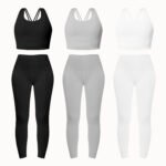 Women&rsquo;s basic sportswear set with bras and leggings studio shoot